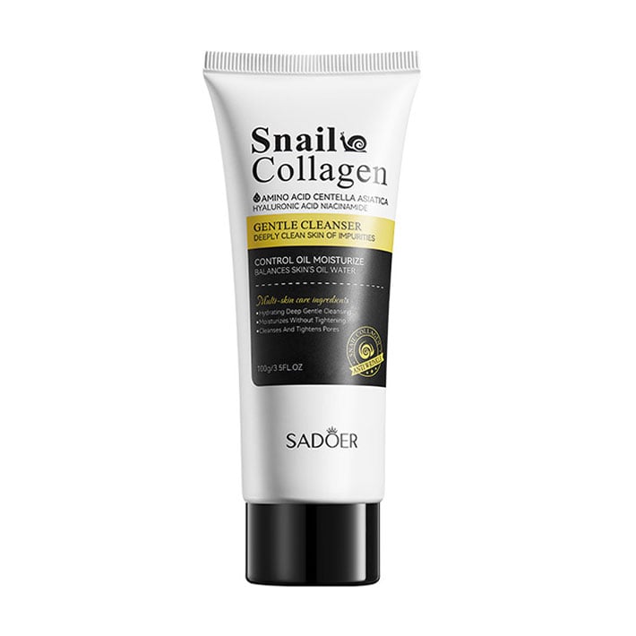 Пінка для очищення обличчя Sadoer Snail Collagen Gentle Cleanser з муцином равлика та колагеном, 100 г